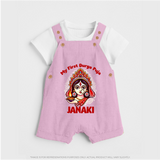 My First Durga Puja Ethnic Goddess Artwork Dungaree - BABY PINK - 0 - 5 Months Old (Chest 18")