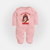 My First Durga Puja Ethnic Goddess Artwork Full Body Suit - BABY PINK - New Born (Chest 7.5")