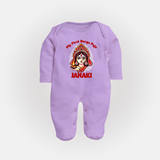 My First Durga Puja Ethnic Goddess Artwork Full Body Suit - LILAC - New Born (Chest 7.5")