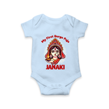 My First Durga Puja Ethnic Goddess Artwork Romper - BABY BLUE - New Born (Chest 14")