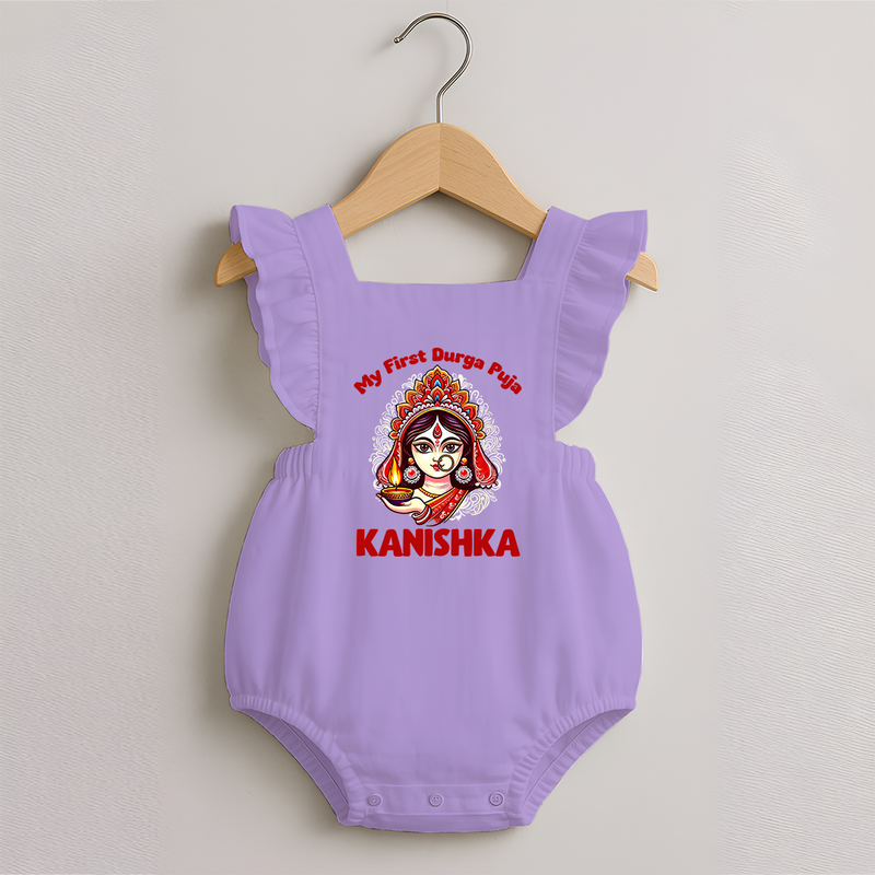 My Little Durga Puja Star Romper Frock | Custom Baby Romper Frock for Navratri Celebration - LILAC - 0 - 3 Months Old (Chest 19")