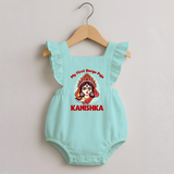 My Little Durga Puja Star Romper Frock | Custom Baby Romper Frock for Navratri Celebration - MINT GREEN - 0 - 3 Months Old (Chest 19")