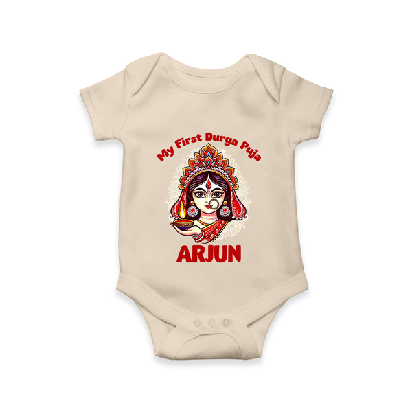 My Little Durga Puja Star Romper | Custom Baby Romper for Navratri Celebration - IVORY - New Born (Chest 14")