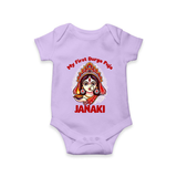 My First Durga Puja Ethnic Goddess Artwork Romper - LILAC - New Born (Chest 14")