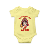 My Little Durga Puja Star Romper | Custom Baby Romper for Navratri Celebration - PASTEL YELLOW - New Born (Chest 14")