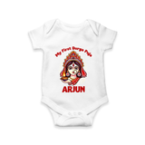 My Little Durga Puja Star Romper | Custom Baby Romper for Navratri Celebration - WHITE - New Born (Chest 14")
