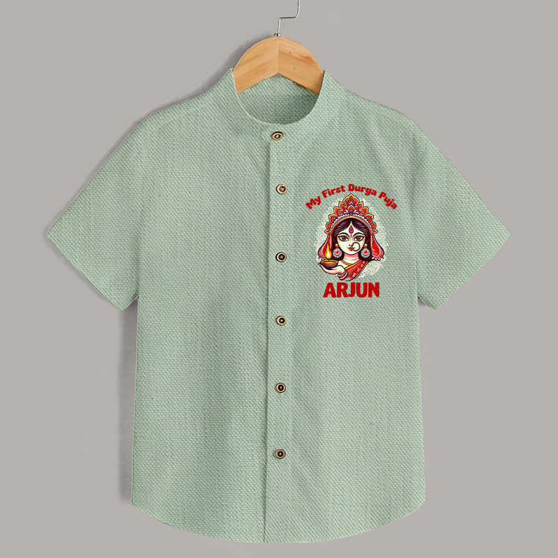 My Little Durga Puja Star Shirt | Custom Baby Shirt for Navratri Celebration - MINT GREEN - 0 - 6 Months Old (Chest 23")