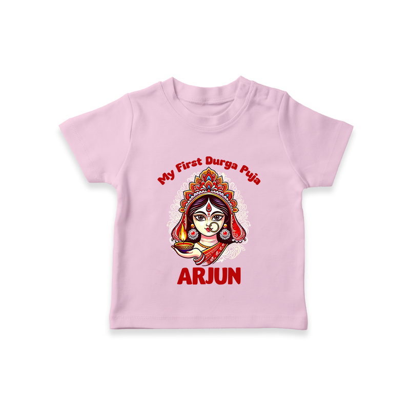 My Little Durga Puja Star Tshirt | Custom Baby Tshirt for Navratri Celebration - BABY PINK - 0-5 Months Old (Chest 17")