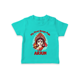 My Little Durga Puja Star Tshirt | Custom Baby Tshirt for Navratri Celebration - TEAL - 0-5 Months Old (Chest 17")