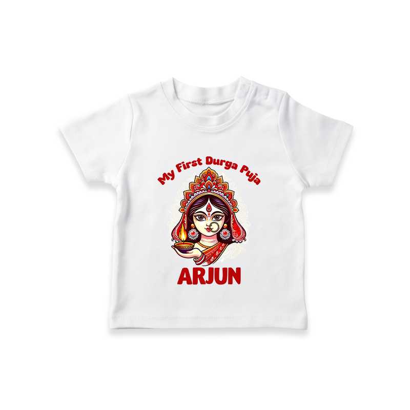 My Little Durga Puja Star Tshirt | Custom Baby Tshirt for Navratri Celebration - WHITE - 0-5 Months Old (Chest 17")
