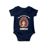 My Little Durga Puja Star Romper | Custom Baby Romper for Navratri Celebration - NAVY BLUE - New Born (Chest 14")