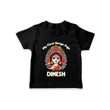 My Little Durga Puja Star Tshirt | Custom Baby Tshirt for Navratri Celebration - BLACK - 0-5 Months Old (Chest 17")