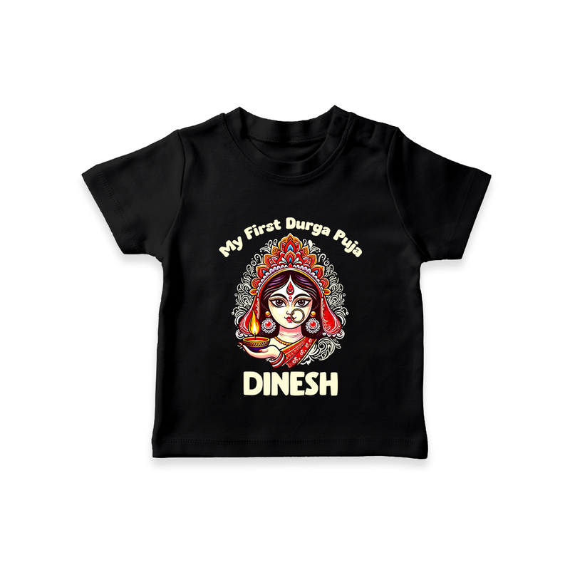 My Little Durga Puja Star Tshirt | Custom Baby Tshirt for Navratri Celebration - BLACK - 0-5 Months Old (Chest 17")