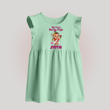 My First Durga Puja Cute Divine Character Baby Frock - MINT GREEN - 0 - 3 Months Old (Chest 17")