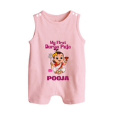 Baby's First Durga Puja Outfit Romper Suit | Custom Romper Suit for Little Ones - BABY PINK - 0 - 5 Months Old (Chest 18")