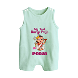 Baby's First Durga Puja Outfit Romper Suit | Custom Romper Suit for Little Ones - MINT GREEN - 0 - 5 Months Old (Chest 18")