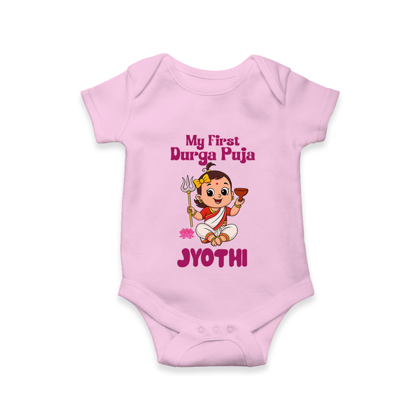 My First Durga Puja Cute Divine Character Romper - BABY PINK - New Born (Chest 14")