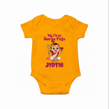 My First Durga Puja Cute Divine Character Romper - CHROME YELLOW - New Born (Chest 14")