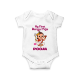 Baby's First Durga Puja Outfit Romper | Custom Romper for Little Ones - WHITE - New Born (Chest 14")