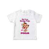 Baby's First Durga Puja Outfit Tshirt | Custom Tshirt for Little Ones - WHITE - 0-5 Months Old (Chest 17")