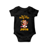 My First Durga Puja Cute Divine Character Romper - BLACK - New Born (Chest 14")