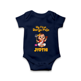 My First Durga Puja Cute Divine Character Romper - NAVY BLUE - New Born (Chest 14")