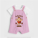 Tiny Devotee First Durga Puja Dungaree Set | Custom Baby Dungaree Set for Navratri - BABY PINK - 0 - 5 Months Old (Chest 18")