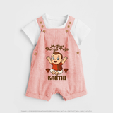 My First Durga Puja Blessings Theme Dungaree - PEACH - 0 - 5 Months Old (Chest 18")