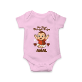 Tiny Devotee First Durga Puja Romper | Custom Baby Romper for Navratri - BABY PINK - New Born (Chest 14")