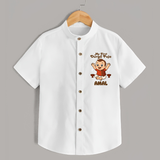 Tiny Devotee First Durga Puja Shirt | Custom Baby Shirt for Navratri - WHITE - 0 - 6 Months Old (Chest 23")