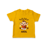 Tiny Devotee First Durga Puja Tshirt | Custom Baby Tshirt for Navratri - CHROME YELLOW - 0-5 Months Old (Chest 17")