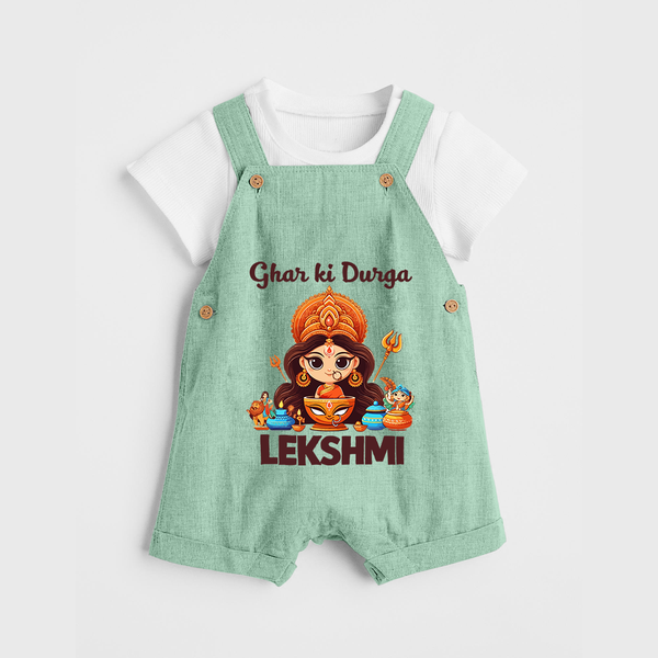 Ghar Ki Durga Divine Goddess Dungaree - MINT GREEN - 0 - 5 Months Old (Chest 18")