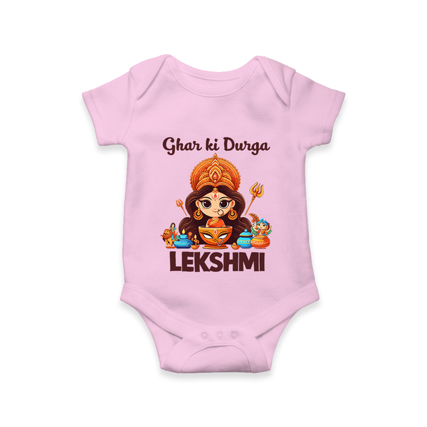 Ghar Ki Durga Divine Goddess Romper - BABY PINK - New Born (Chest 14")