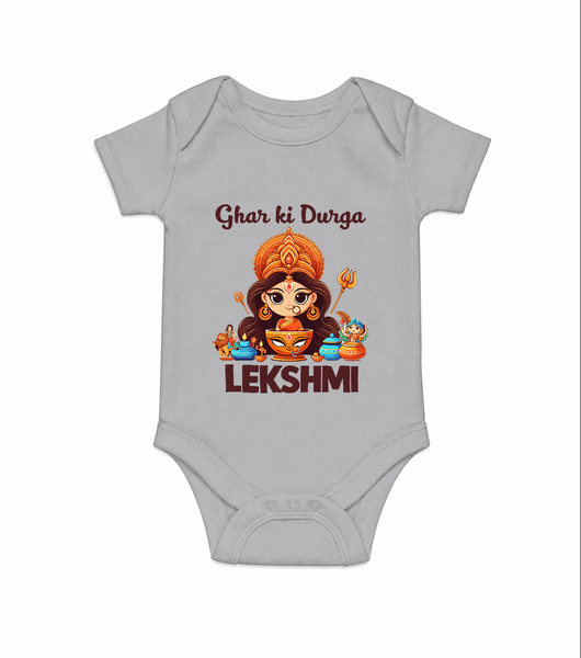 Ghar Ki Durga Divine Goddess Romper - GREY - New Born (Chest 14")