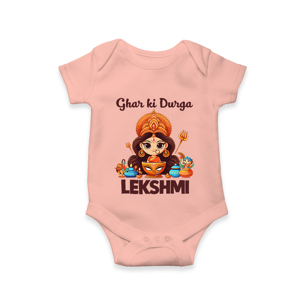 Ghar Ki Durga Divine Goddess Romper - PEACH - New Born (Chest 14")