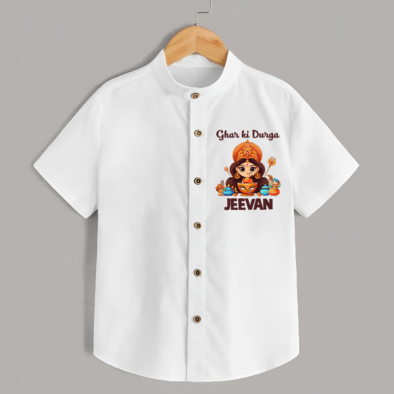 Ghar Ki Durga Shirt | Personalized Baby Shirt for Durga Puja - WHITE - 0 - 6 Months Old (Chest 23")