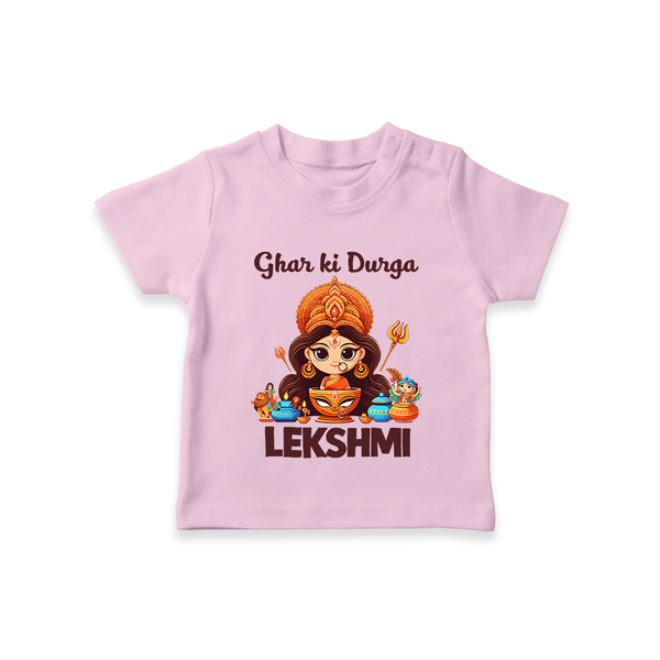 Ghar Ki Durga Divine Goddess  T Shirt  - BABY PINK - 0-5 Months Old (Chest 17")