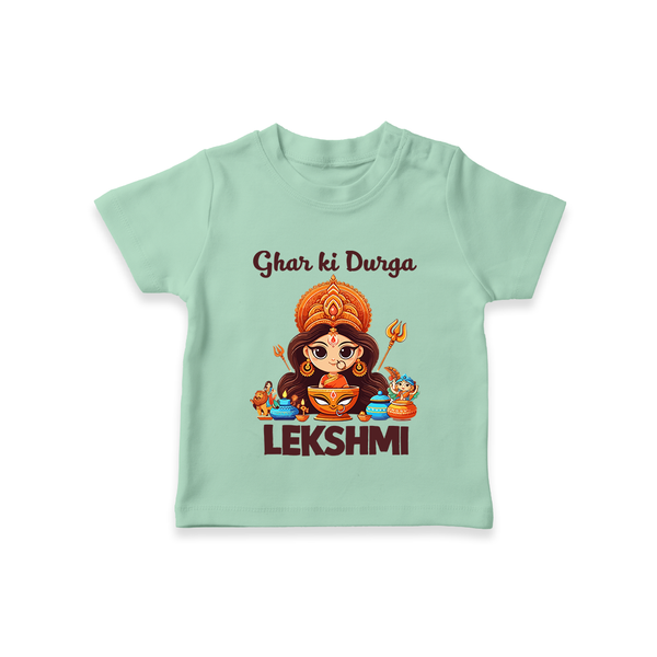 Ghar Ki Durga Divine Goddess  T Shirt  - MINT GREEN - 0-5 Months Old (Chest 17")