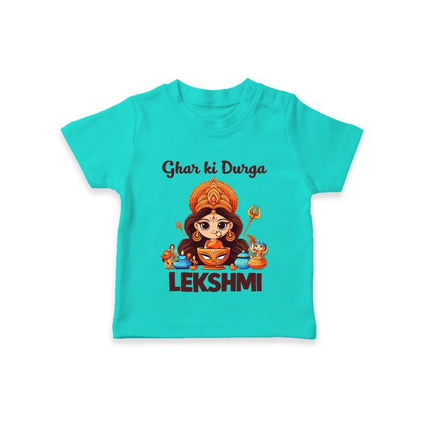 Ghar Ki Durga Divine Goddess  T Shirt  - TEAL - 0-5 Months Old (Chest 17")