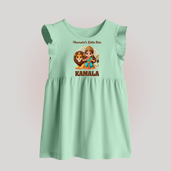 Navratri Little Star Goddess Baby Frock - MINT GREEN - 0 - 3 Months Old (Chest 17")