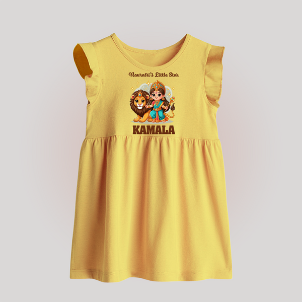 Navratri Little Star Goddess Baby Frock - PASTEL YELLOW - 0 - 3 Months Old (Chest 17")