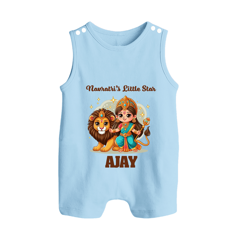 Navratri's Little Star Romper Suit / Sleeveless Romper | Custom Baby Romper Suit / Sleeveless Romper for Festival Celebration - BABY BLUE - 0 - 5 Months Old (Chest 18")
