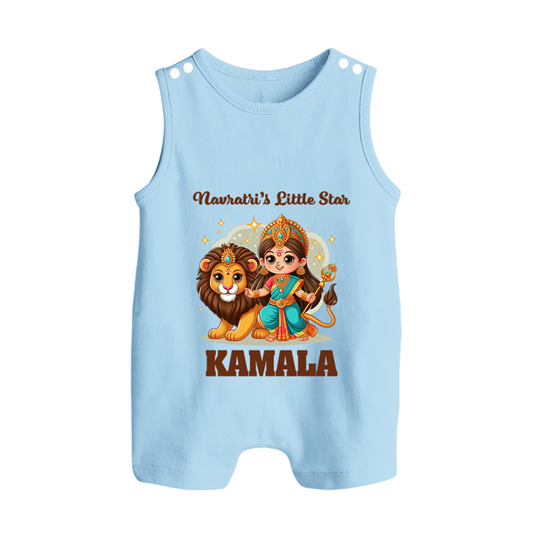 Navratri Little Star Goddess Button Romper - BABY BLUE - New Born (Chest 18")