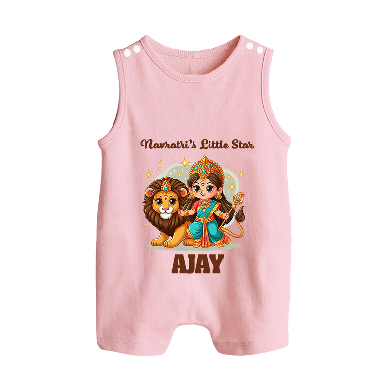 Navratri's Little Star Romper Suit / Sleeveless Romper | Custom Baby Romper Suit / Sleeveless Romper for Festival Celebration - BABY PINK - 0 - 5 Months Old (Chest 18")