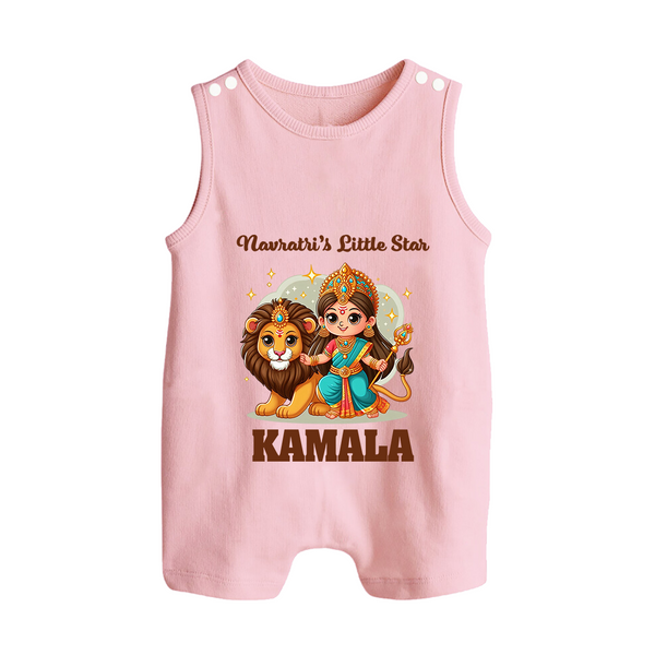 Navratri Little Star Goddess Button Romper - BABY PINK - New Born (Chest 18")