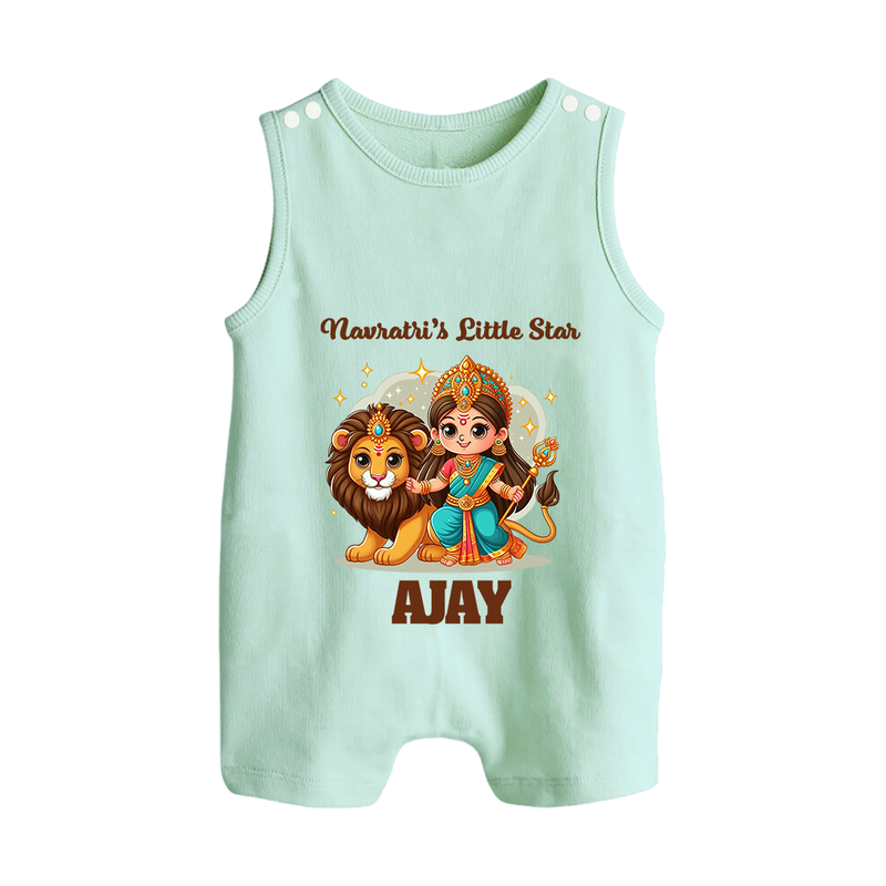 Navratri's Little Star Romper Suit / Sleeveless Romper | Custom Baby Romper Suit / Sleeveless Romper for Festival Celebration - MINT GREEN - 0 - 5 Months Old (Chest 18")