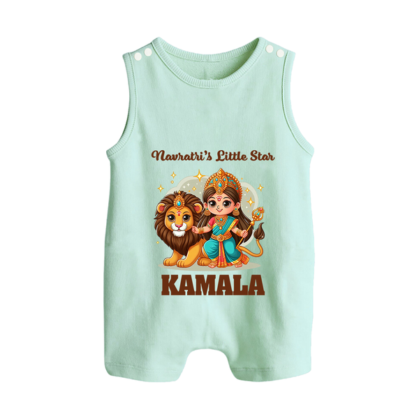 Navratri Little Star Goddess Button Romper - MINT GREEN - New Born (Chest 18")