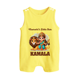 Navratri Little Star Goddess Button Romper - PASTEL YELLOW - New Born (Chest 18")