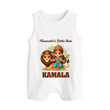 Navratri Little Star Goddess Button Romper - WHITE - New Born (Chest 18")