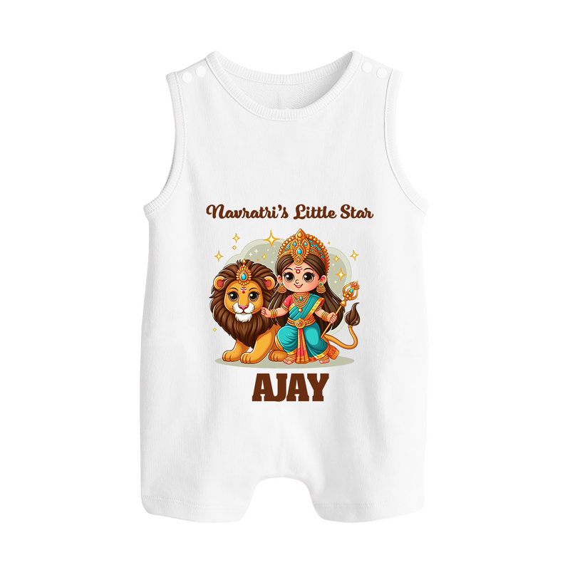 Navratri's Little Star Romper Suit / Sleeveless Romper | Custom Baby Romper Suit / Sleeveless Romper for Festival Celebration - WHITE - 0 - 5 Months Old (Chest 18")